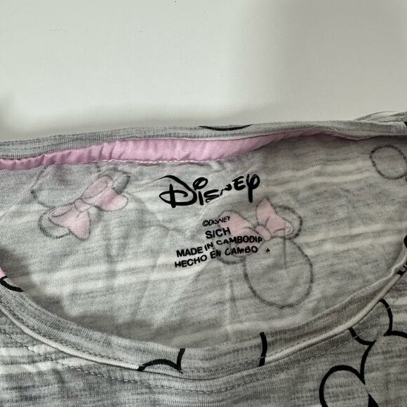 Disney Gray Minnie Mouse Striped Short Pajama Set with Pockets Size Small - Picture 5 of 13